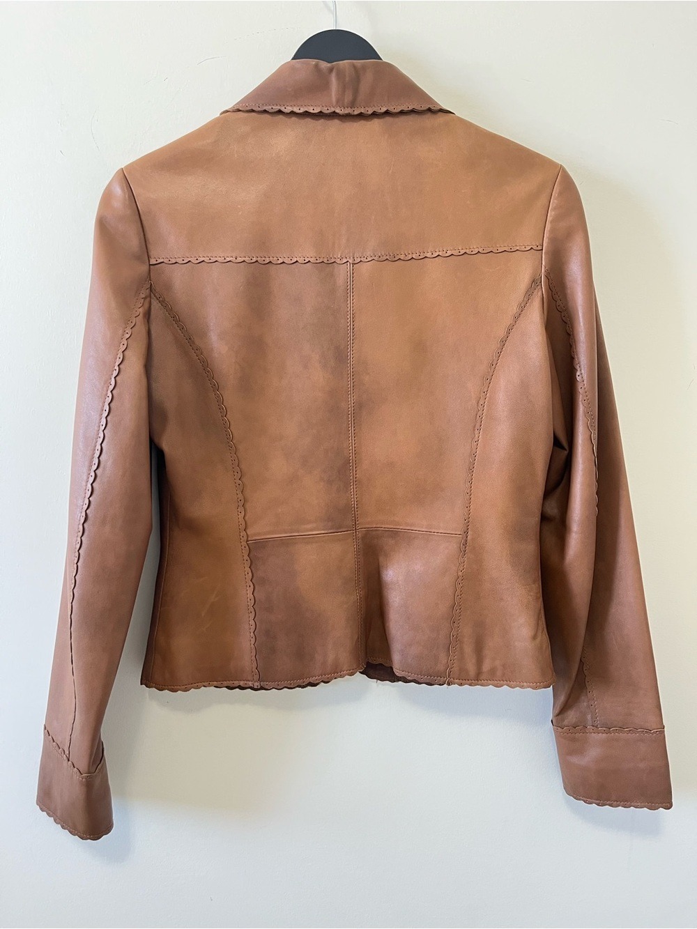 Danier Vintage Brown Camel Genuine Leather Button Front Jacket Size XS - Picture 2 of 10